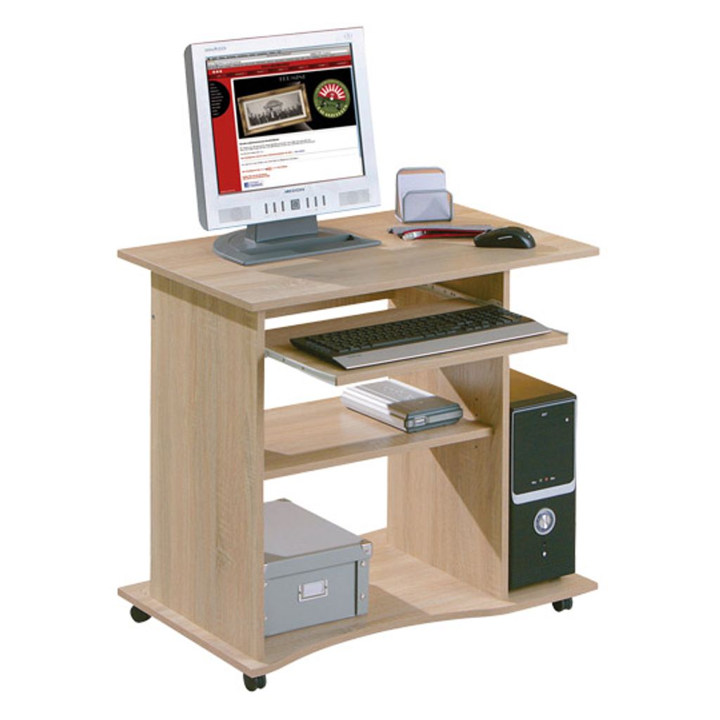 Computertisch Schreibtisch PC Tisch Bürotisch Wohnling Diana Tastaturauszug weiß 