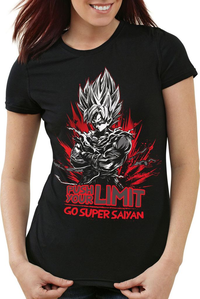 style3 Push your Limit Damen T-Shirt roshi ball z roshi songoku dragon, Größe:XS