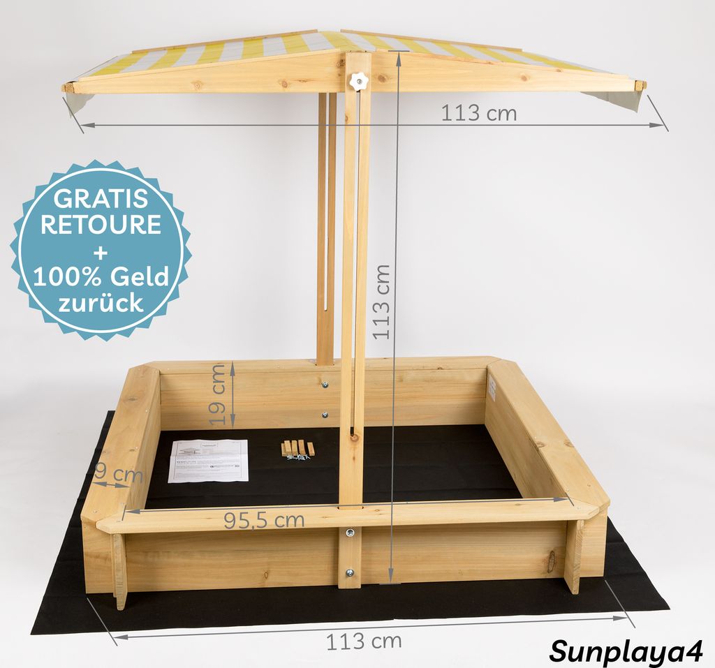 needs&wants® Sandkasten mit Dach Sitzbank und Boden Produktbild 5