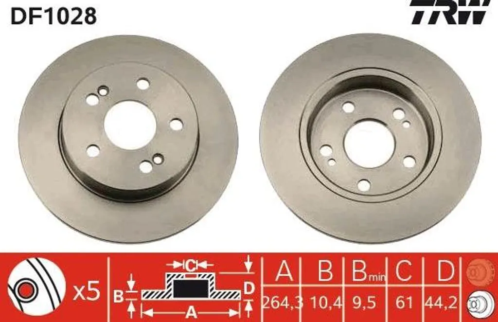 Disque de frein TRW DF1028 haute teneur en carbone OE 7700800004 Reno