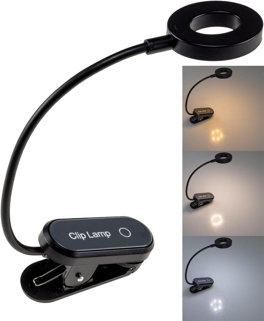 LED Akku-Leseleuchte / Klemmleuchte 18cm Schwanenhals Produktbild 