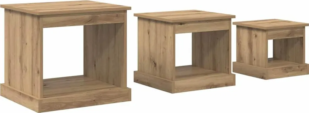 vidaXL Tavolino da Caffè 3 Pezzi in Rovere Artigianale | Set Salotto Moderno