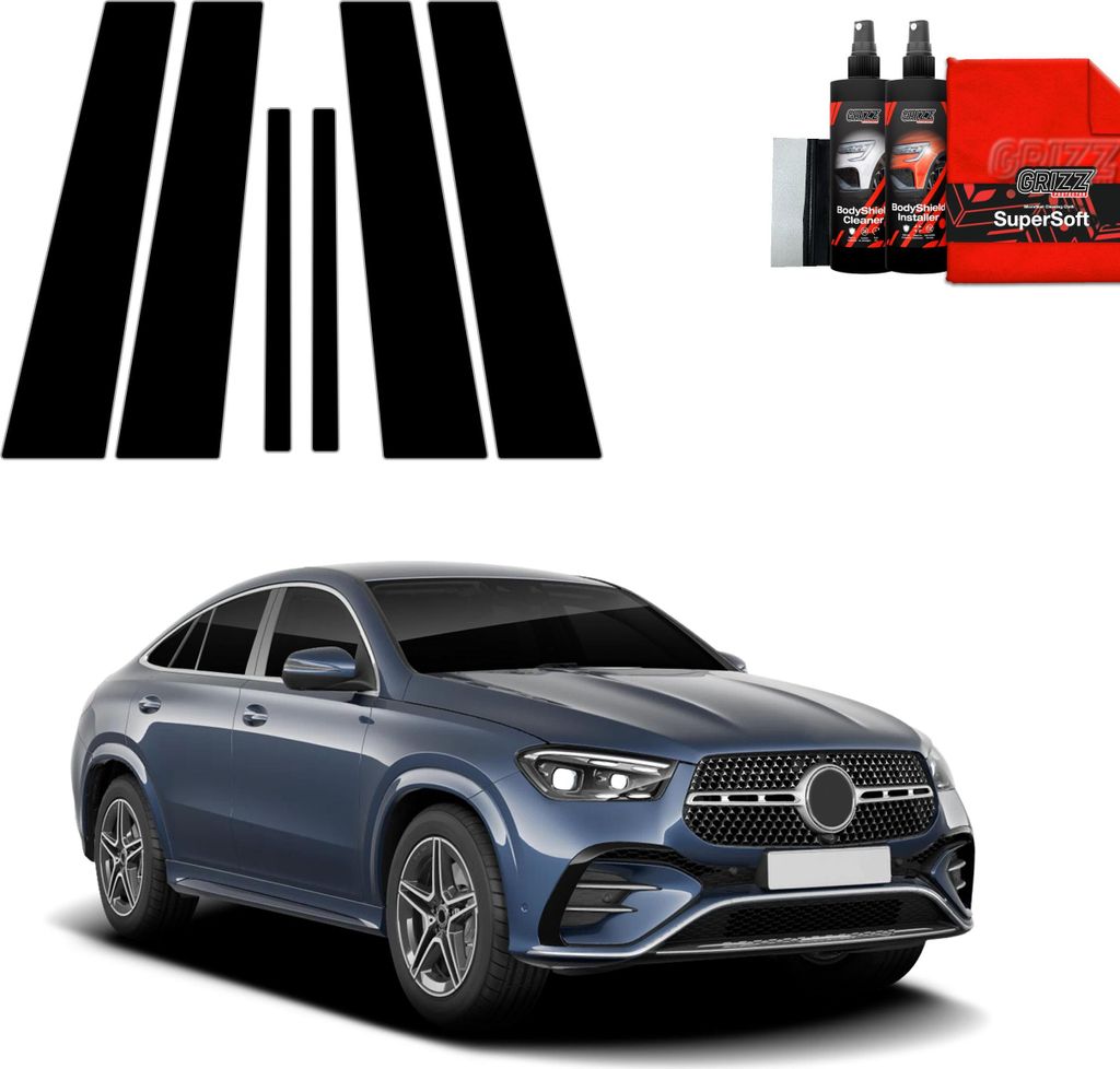 6in1 Schwarze Grizz Protector schutzfolie für B-C-Säule - Mercedes GLE 450d (2023-2025)