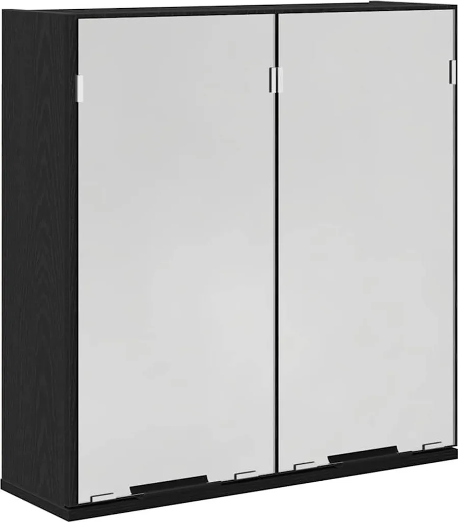 SYFAX™ Mobiletto per specchio con porta Rovere Nero 64 x 20 x 67 cm