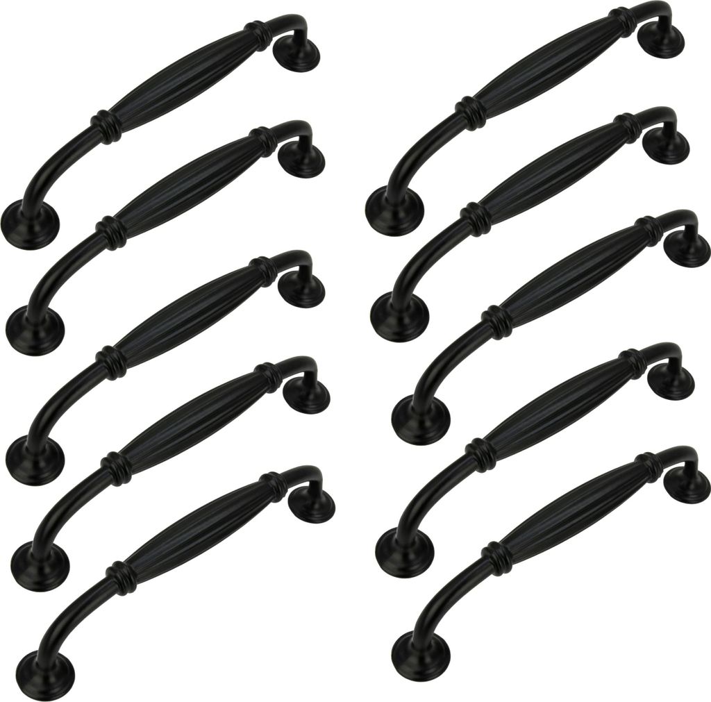 10er Set Mattschwarze Möbelgriffe 128 mm – Hochwertige Produktbild 
