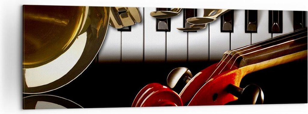Bild auf Leinwand - Leinwandbild - Klaviertasten Musik Instrumente - 160x50cm - Wand Bild - Wanddeko - Leinwanddruck - Bilder - Kunstdruck - Leinwa...