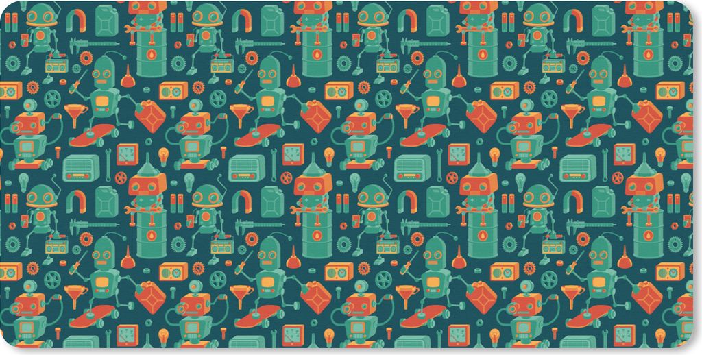 MuchoWow Mauspad Mousepad Muster - Roboter - Skateboard - Jungen - Kinder - Baby 60x30 cm - Mousepads - Maus Mat - Pad - Mausunterlage - Nachhaltig
