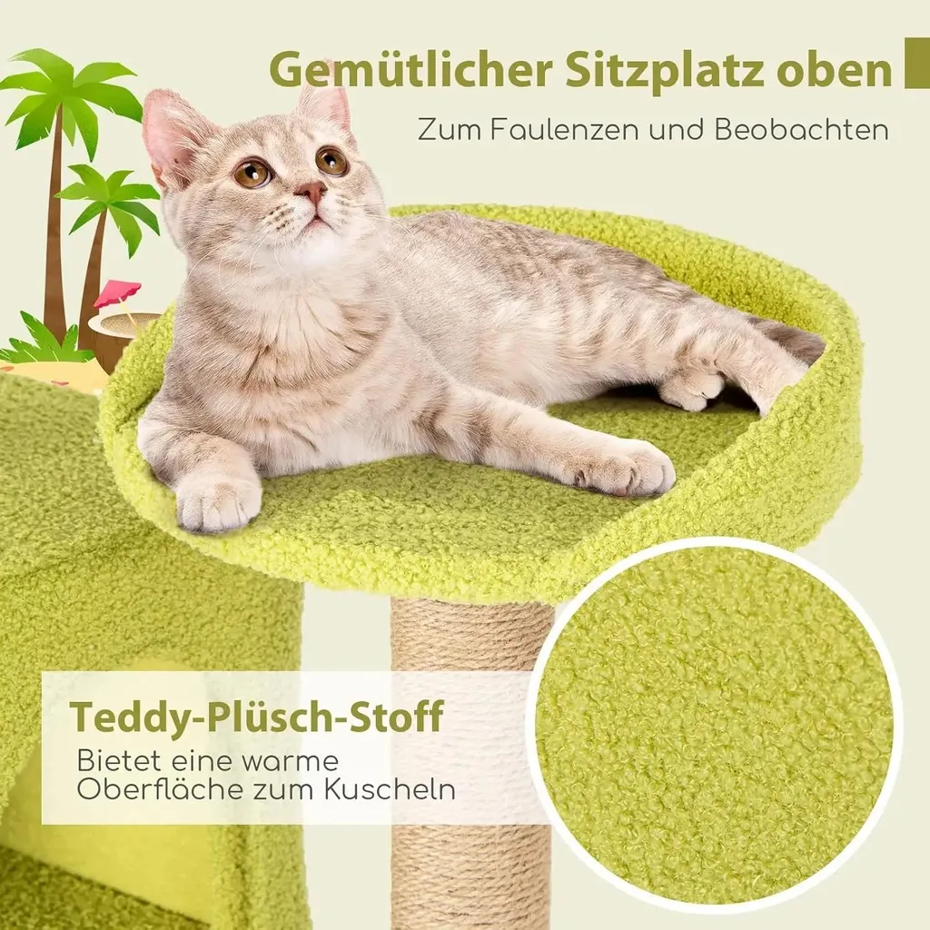 Arbre à chat stable 180 cm vert pour protéger vos meubles des griffes