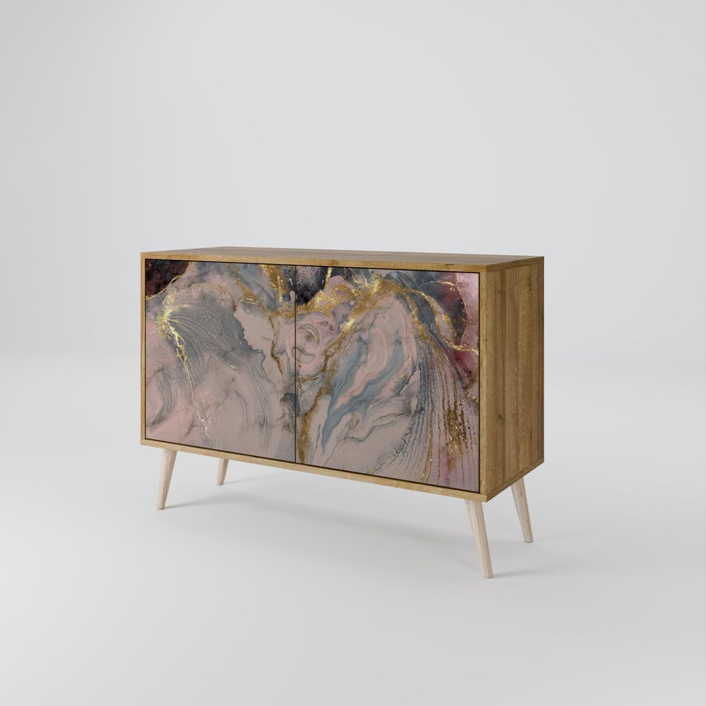 Spacerebels Kommode mit 2 Türen - Sideboard Komodenschrank - Highboard - Kleiderschrank Möbel - Wohnzimmer Schlafzimmer - 57,5×111×42 (HxBxT)