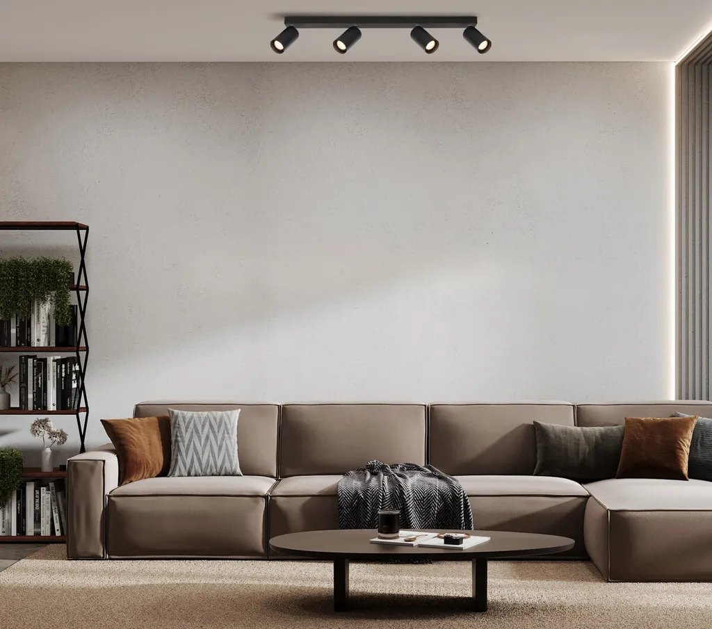 Lampada Soffitto Nera Italux NESTO 4 Luci Mobili Soggiorno 4xGU10