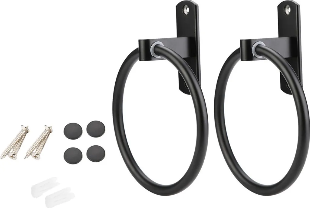 Lot de 2 Anneaux Porte-serviettes Basic en Aluminium Noir pour Douche