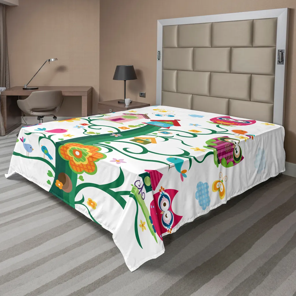 Drap Plat XXL Hibou pour Décoration de Chambre Originale et Sommeil Doux