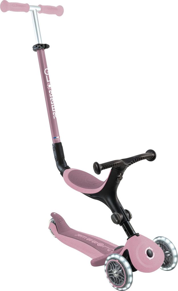 GLOBBER GO-UP ACTIVE LIGHTS ECO – 3 in 1 Dreirad, Laufrad und Scooter, 120/80 mm, 3-rädrig, höhenverstellbar, beere