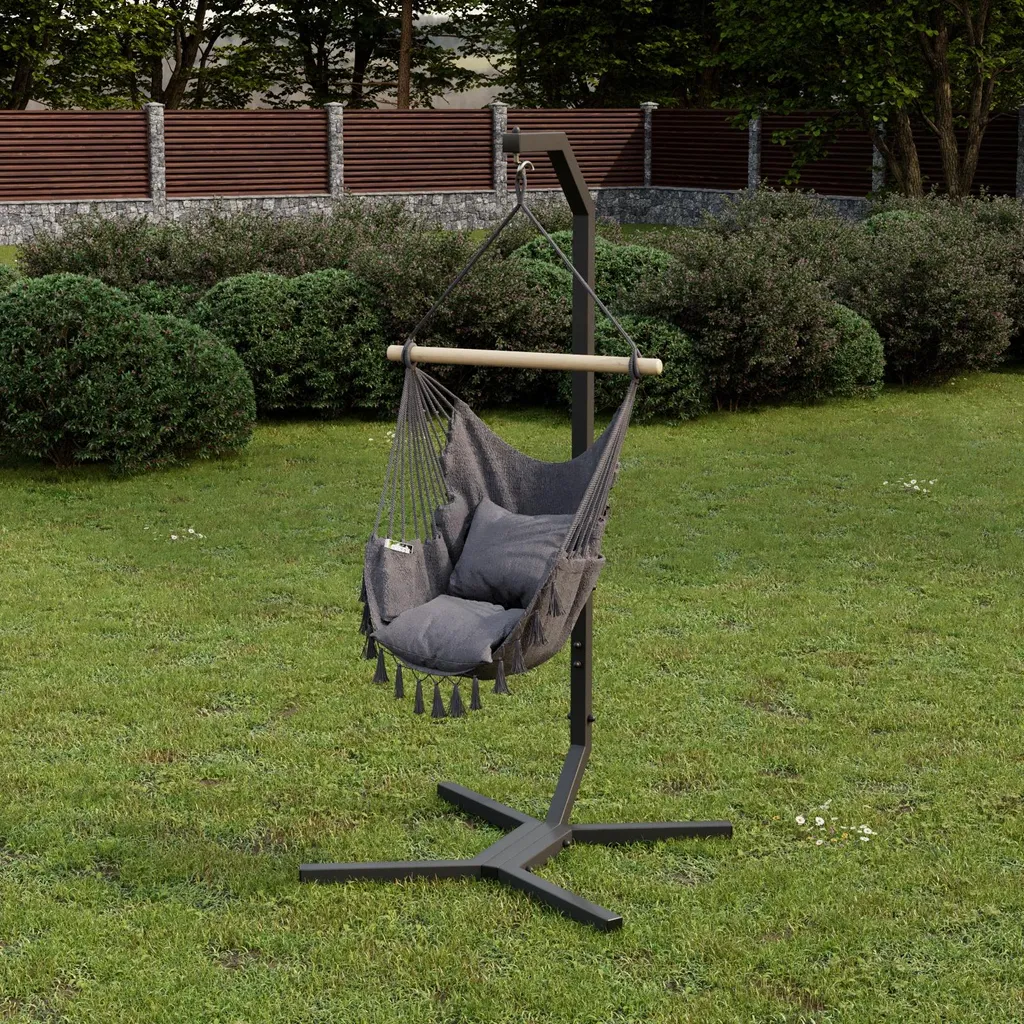 Hamac fauteuil de relaxation intérieur et extérieur graphite style boho - 15