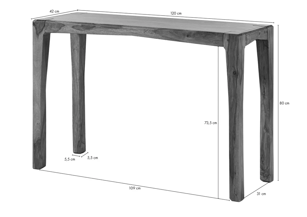 Console d'entrée en sheesham brun pour optimiser votre rangement - 8