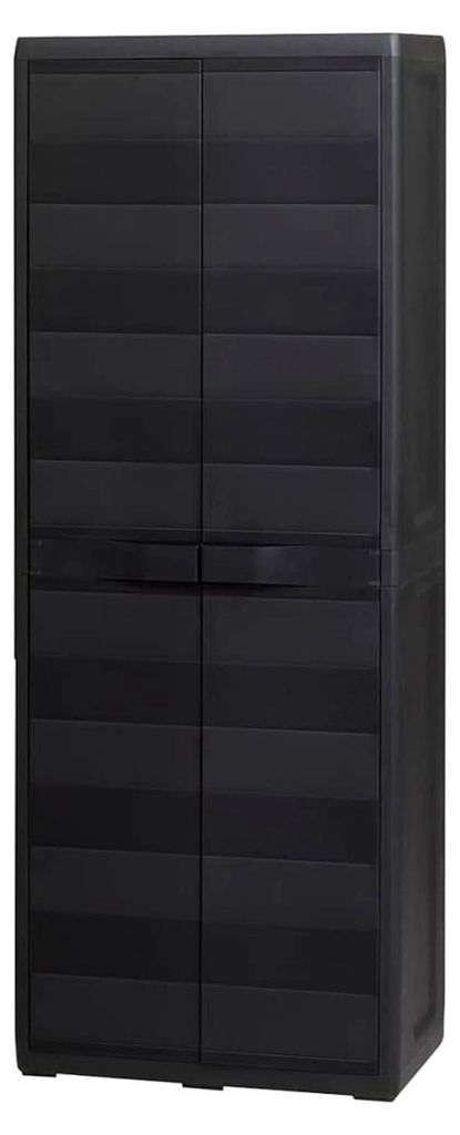 Gartenschrank mit 3 Regalen, wetterfest, schwarz, 38 cm x 38 cm x 171 cm, für den Außenbereich, Aufbewahrungsschrank