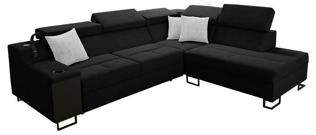 MIRJAN24 Ecksofa Alicante VII, Schlaffunktion und Bettkasten, Lampe mit USB-Anschluss, L-Form Polsterecke (Uttario Velvet 2980 + Uttario Velvet 297...