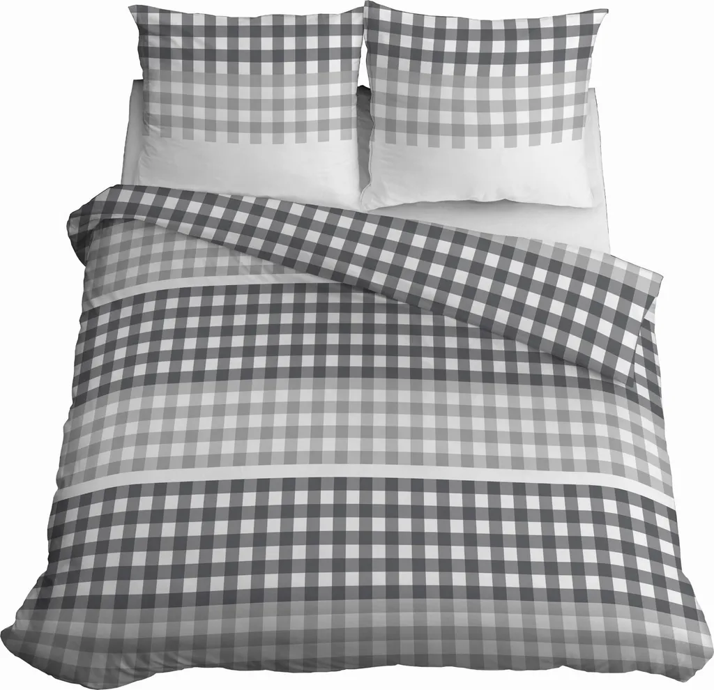 Biancheria da Letto in Raso 220x200 Grigio Cenere a Quadri Prezzo