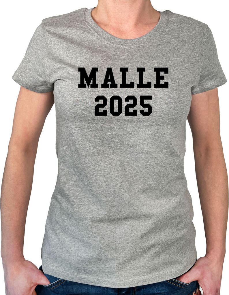 Huuraa Damen T-Shirt Malle 2025 Mallorca XS Sport Grey Bio Baumwolle Fairtrade Damenshirt Geschenkidee