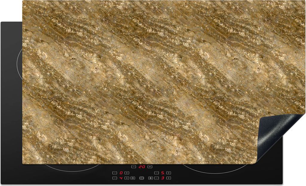 KitchenYeah Herdabdeckplatte Marmor - Gold - Granit - Muster , 89x51cm, Küche Deko, Glaskeramikfeld Herdabdeckung, Abdeckplatte fùr Kochfeld