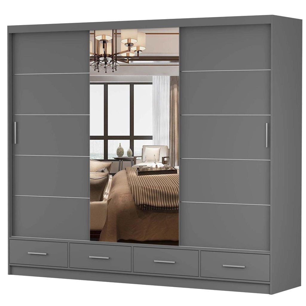 Armoire à portes coulissantes Armoire 250 cm gris/gris mat Image du produit 