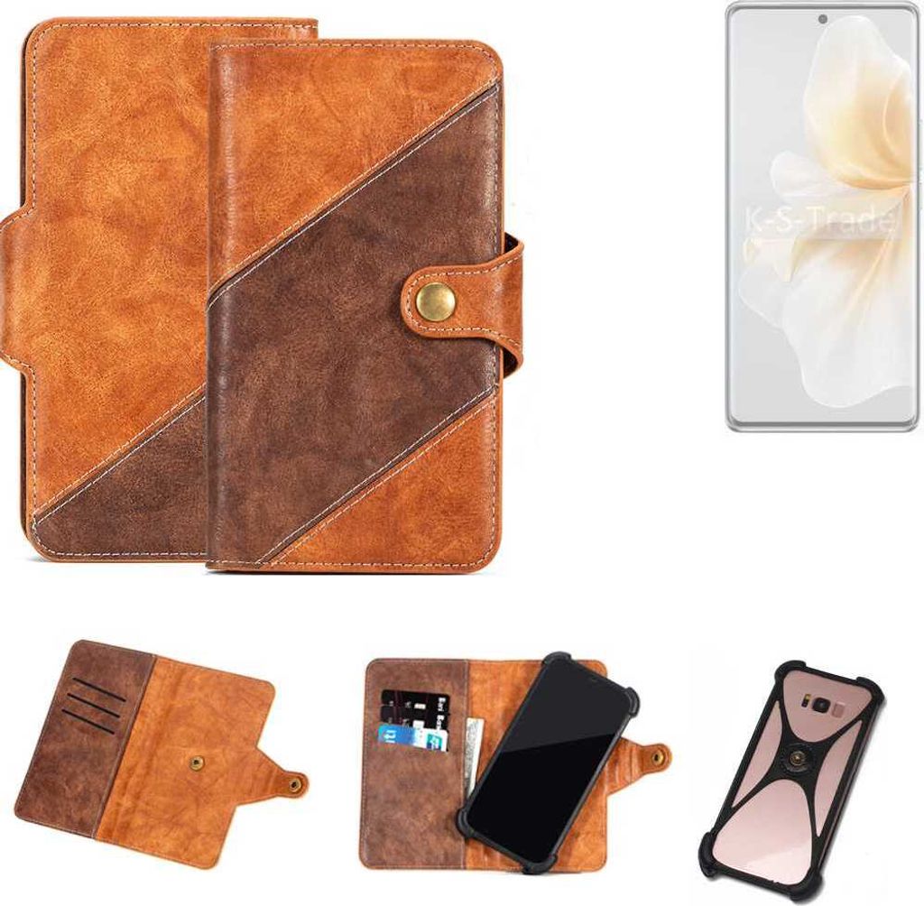 K-S-Trade Handyhülle Schutzhülle Bookstyle Case Wallet-Case kompatibel mit Vivo V40 Lite 4G Cover Klapphülle Kantenschutz Smartphone dunkelbraun
