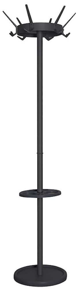 Kleiderständer mit drehbarer Krone & 6 Drillingshaken | HxBxT 180x11x48cm | Schwarz