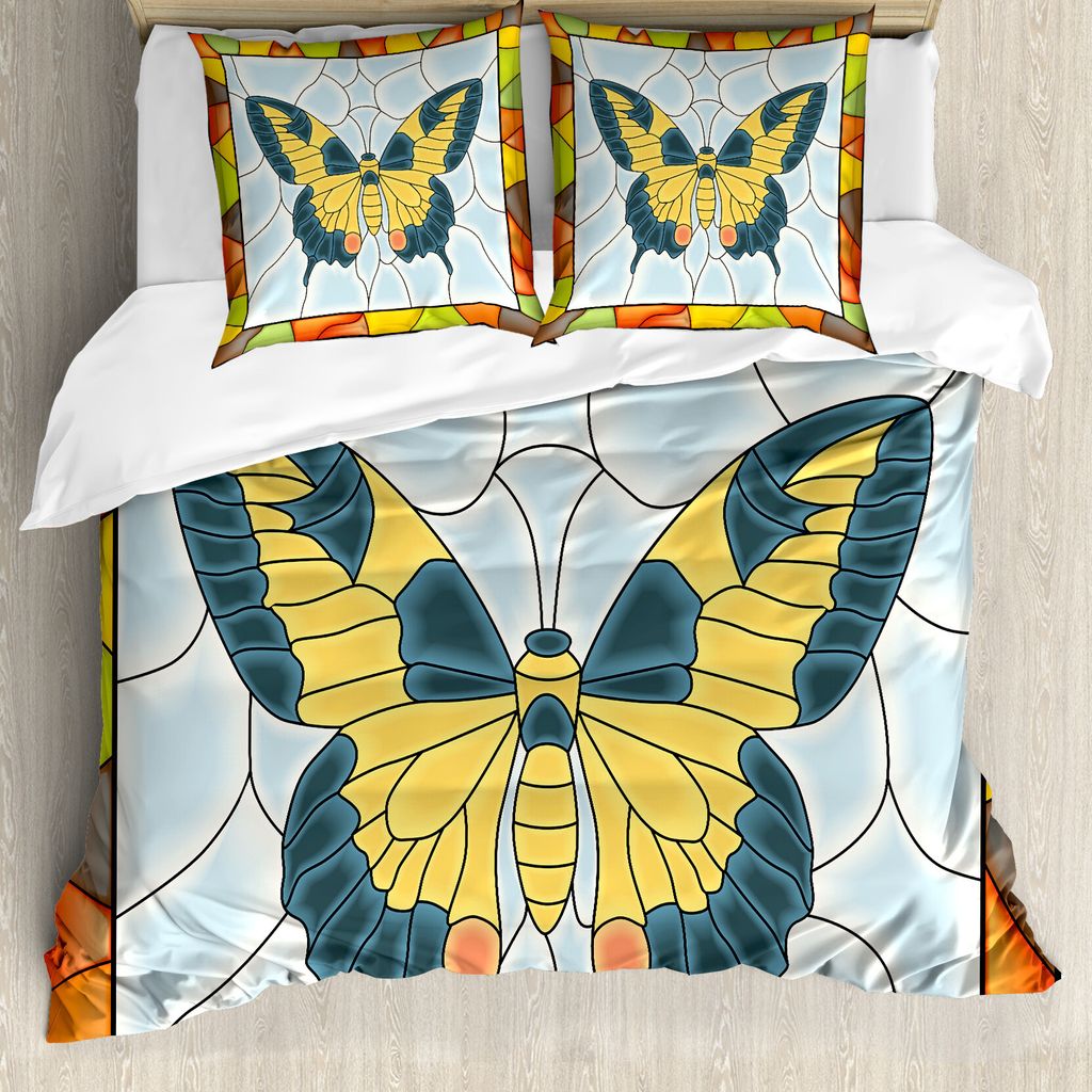 ABAKUHAUS Bunt Bettbezugs Set Für Doppelbetten, Rahmen Frühling Garten, Milbensicher Allergiker geeignet mit Kissenbezügen, Mehrfarbig