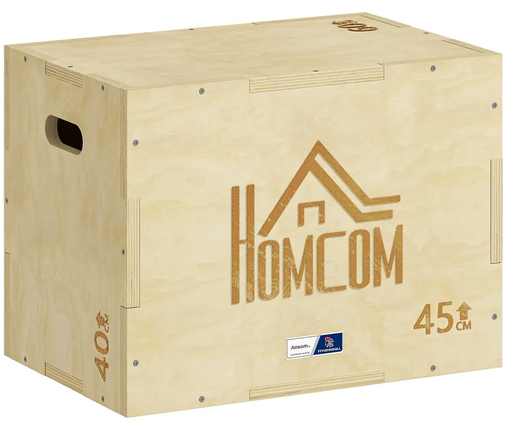 Boîte de Saut Musculation 3 en 1 - Box Jump Pliométrie en Bois Naturel