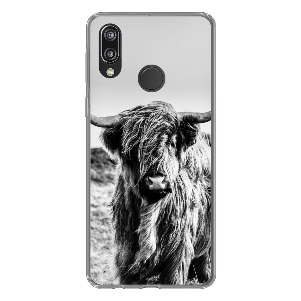 MuchoWow Handyhülle Schutzhülle Hülle für Huawei P20 Lite (2020) Kuh - Schottischer Hochländer - Schwarz - Weiß - Tier - Natur - Wildtiere ...