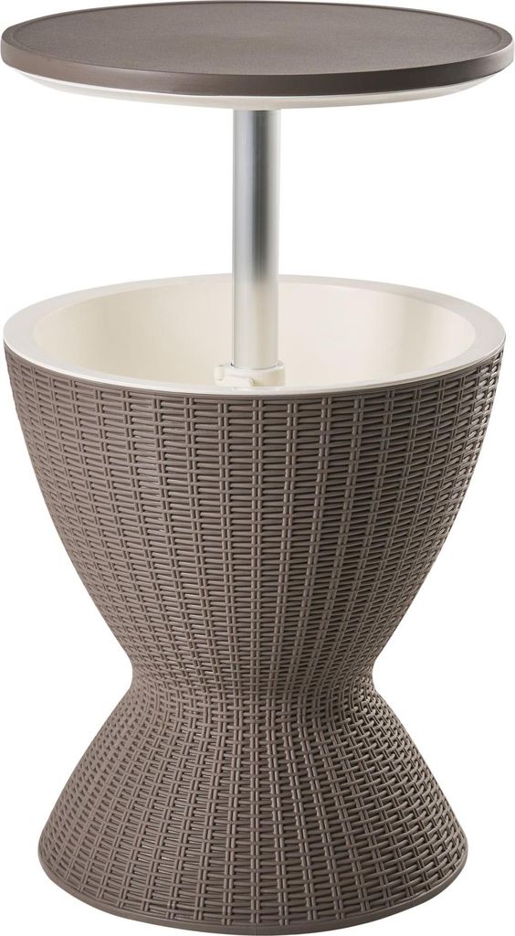 BELIANI Beistelltisch mit Kühlfunktion Braun Kunststoff Rund Höhenverstellbar Kühlbar Stehtisch Kühlbox 30 L Modern Garten Terrasse Outdoor Balkon