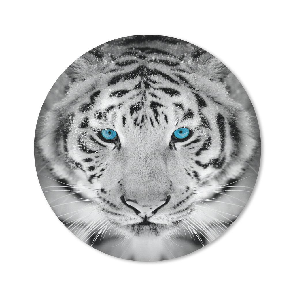 MuchoWow Mauspad Mousepad Tiere - Tiger - Augen - Blau - Schwarz und weiß 50x50 cm - Mousepads - Maus Mat - Pad - Mausunterlage - Vinyl