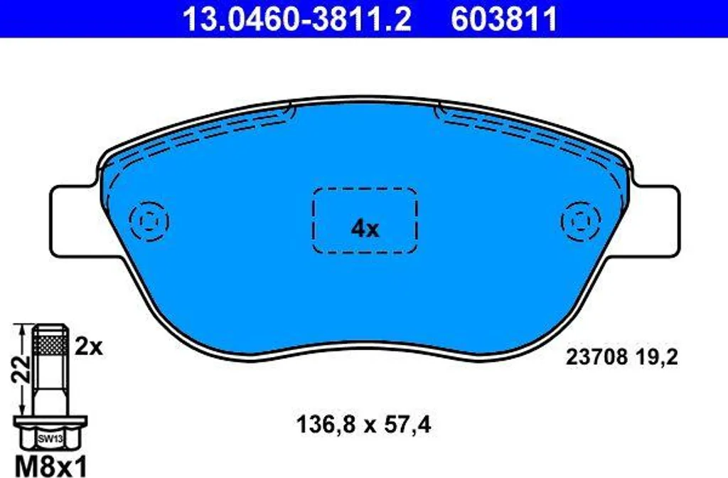 Plaquettes de frein ATE 13.0460-3811.2 pour Berlingo C3 Xsara Partner