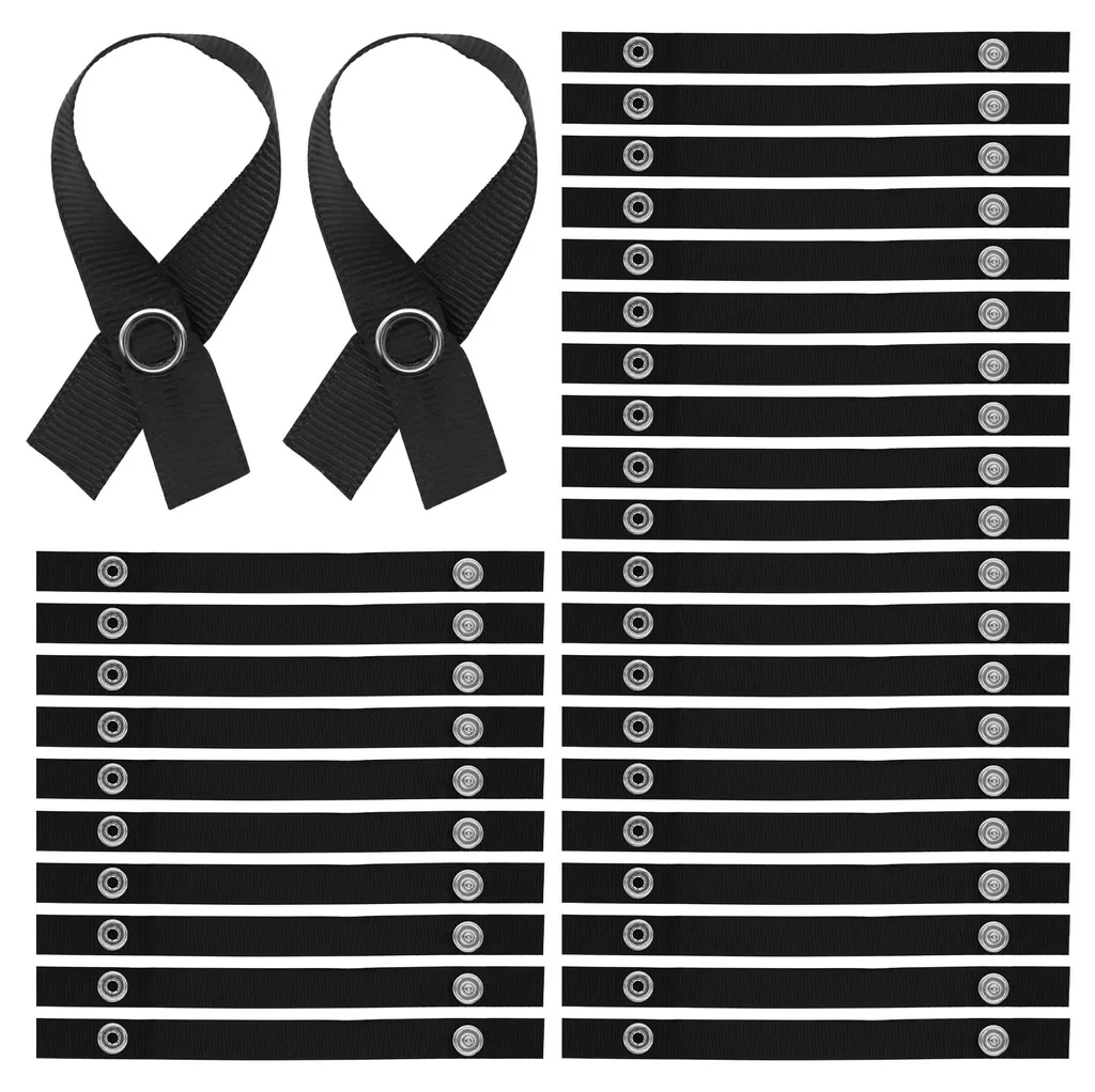 Boucles de suspension textiles noires sans couture 150x12 mm pour linge