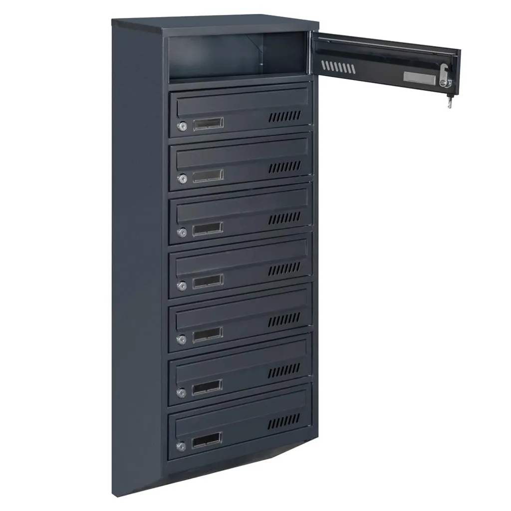 Boîte aux lettres 8-postbox GDS Euro Anthracite RAL 7016 murale compacte - 2
