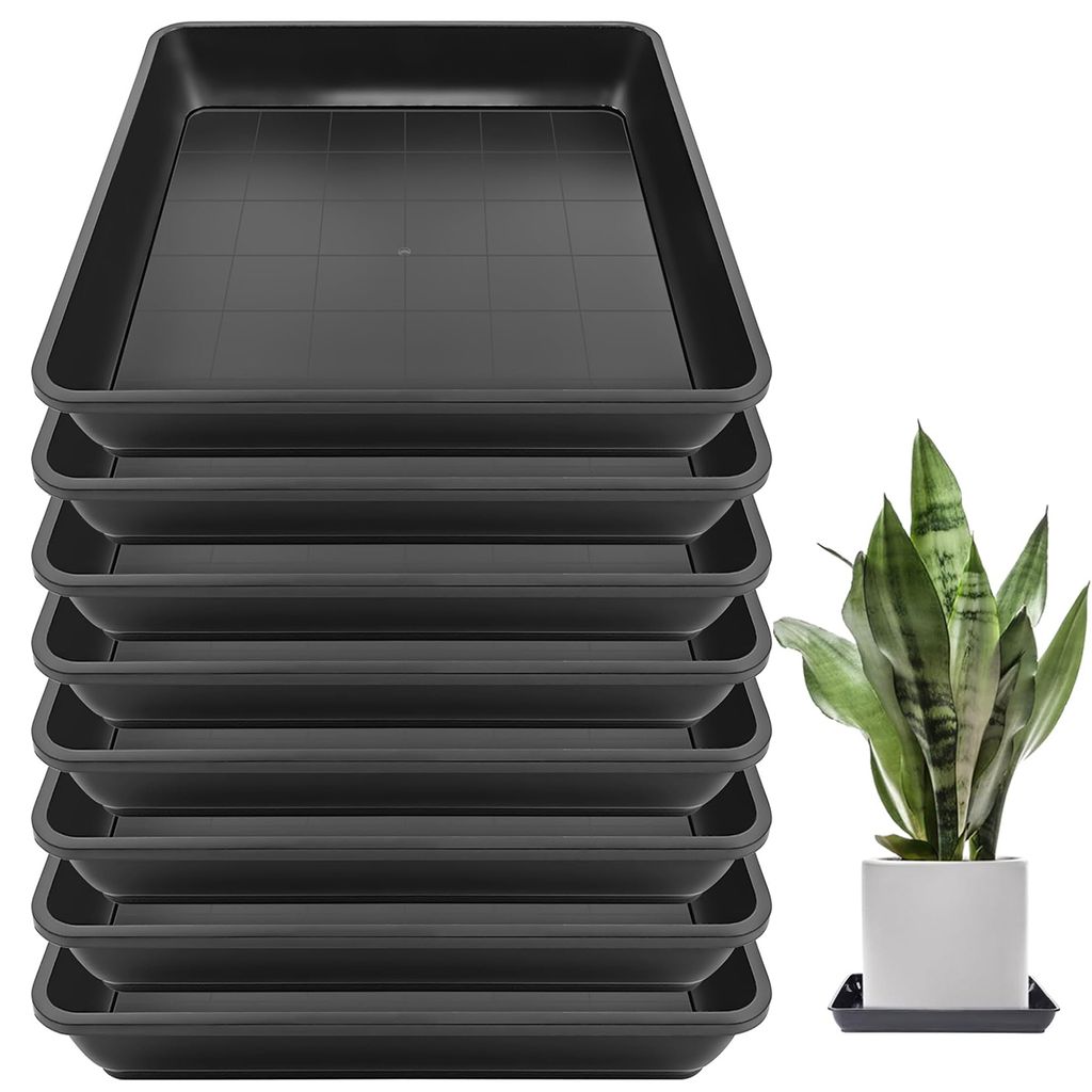 8× Blumentopf Untersetzer quadratisch 25×25 cm, Kunststoff, wasserdicht, Blumenuntersetzer für Pflanzen drinnen & draußen