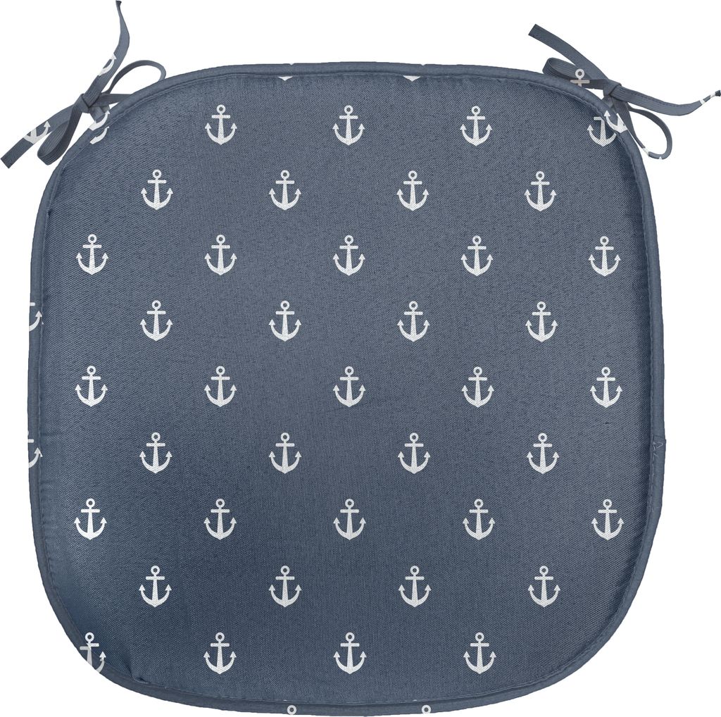 ABAKUHAUS Navy blau Polster für Esszimmerstühle, Anchors Seereisen, Dekoratives wasserfestes Kissen mit Riemen für Küchensitze, 40 cm x 40 cm, ...