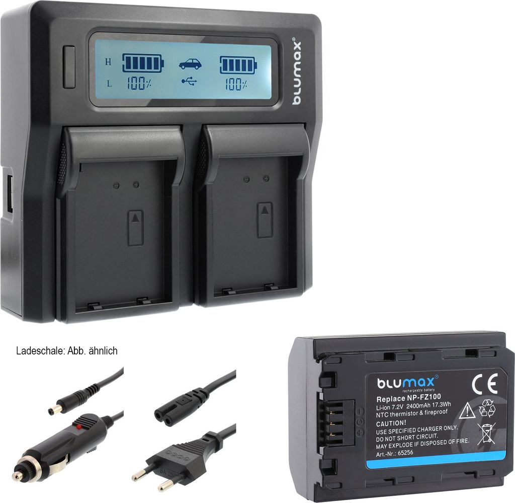 1x Akku + Lader für Sony NP-FZ100 Alpha 7C 9 A9 II 9S A7 Ilce 6600 2400 mAh