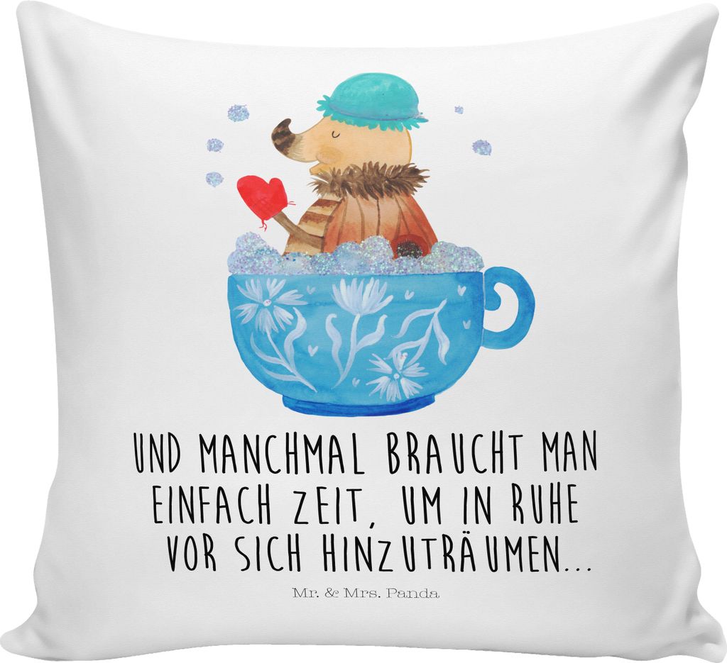 Mr. & Mrs. Panda kuschelkissen 40x40 Nachtfalter Schaumbad - Weiß - Geschenk, kissen für sofa, Polster, Bad, Zeitmanagement, Lustige Sprüche, Ba...