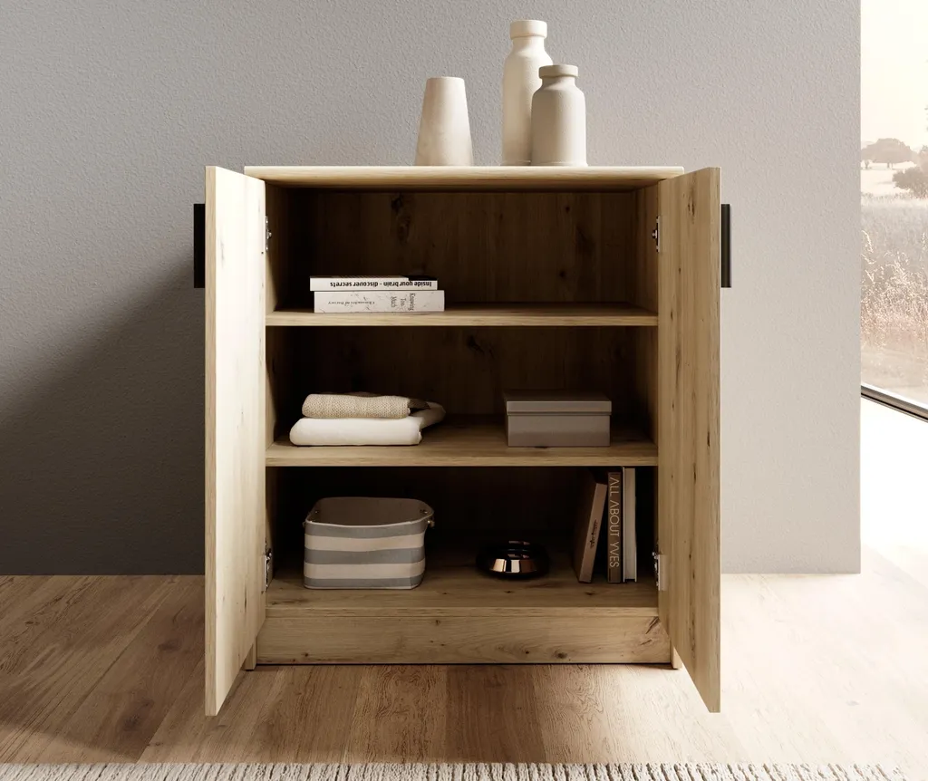 Commode chêne artisan Nelly - Rangement robuste 74 cm de largeur