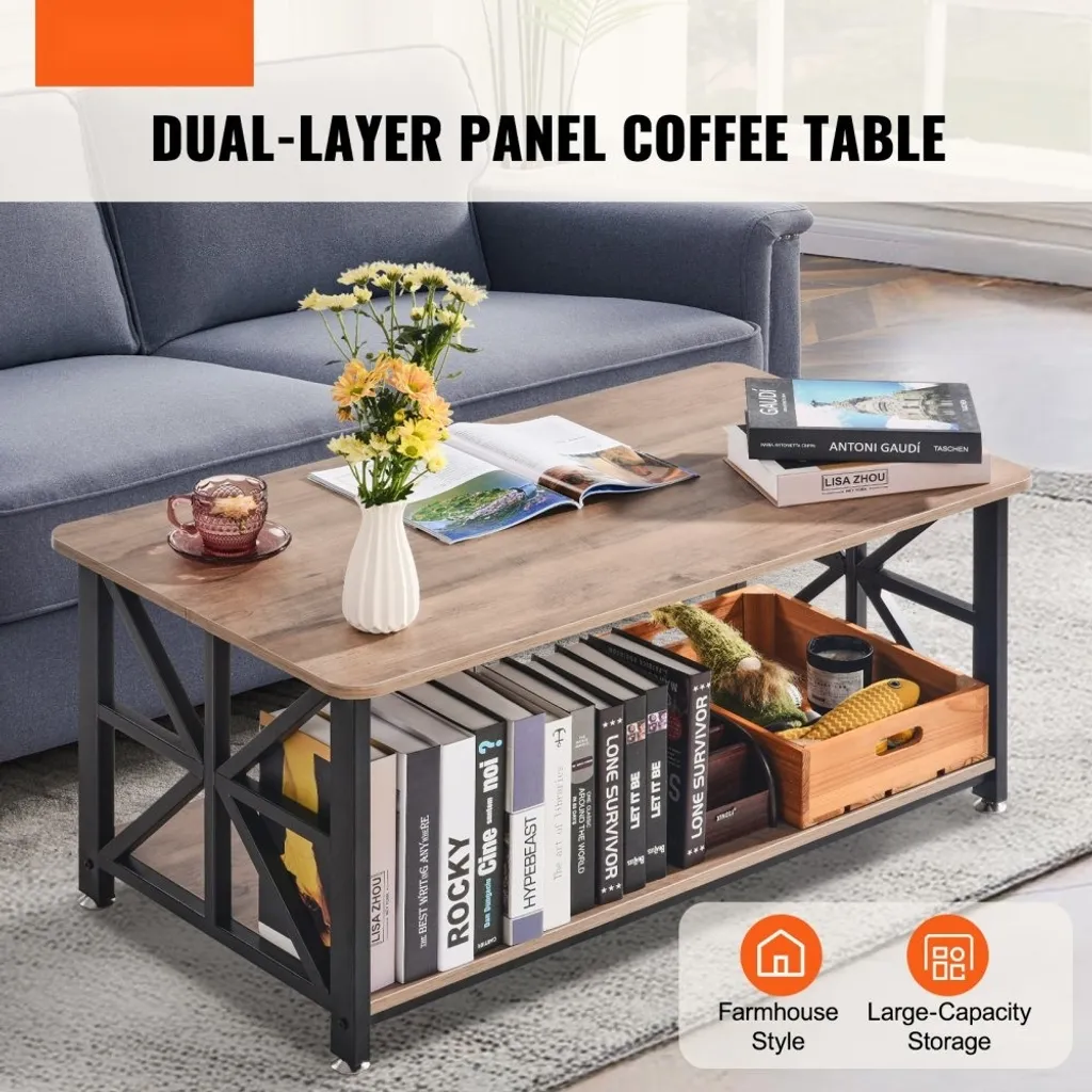 Table basse rectangulaire avec rangement ouvert - Modèle Elégance Loft - 2