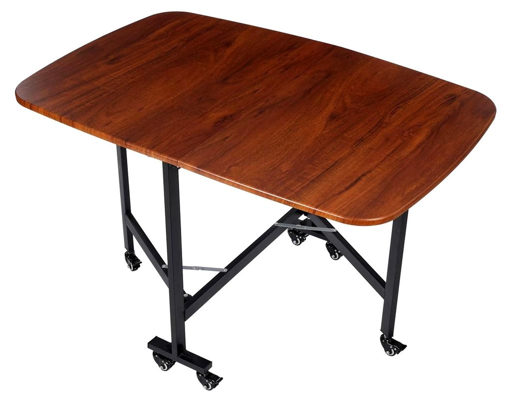 Klappbarer Küchentisch mit 6 Rädern, Multifunktionaler Esstisch, Mobiler Klapptisch 120x80x75cm für Kleine Räume