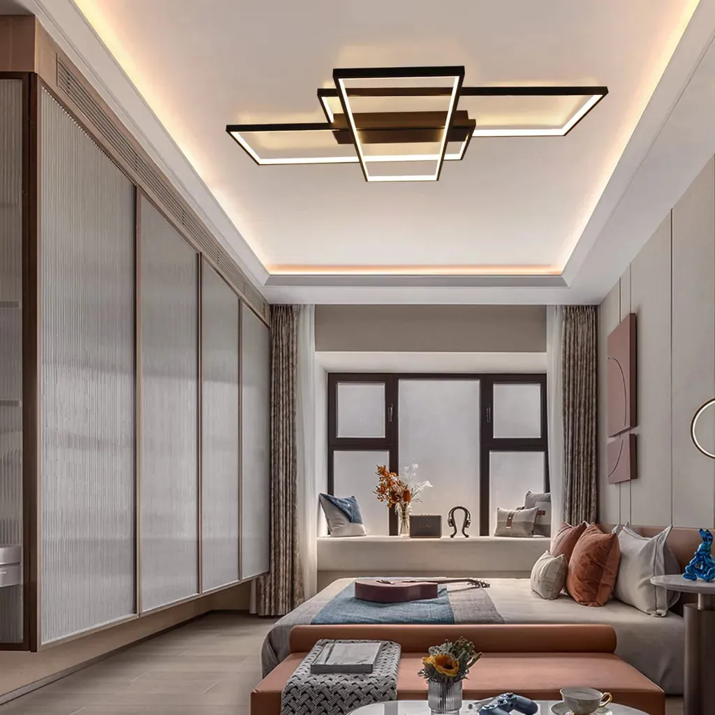 Plafonnier LED 88W Géométrique à Intensité Variable Noir Moderne - 6