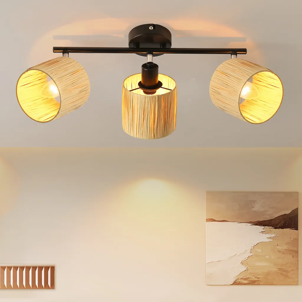 Lampada da Soffitto ZMH Vintage 3 Spot Regolabili E14 Nero