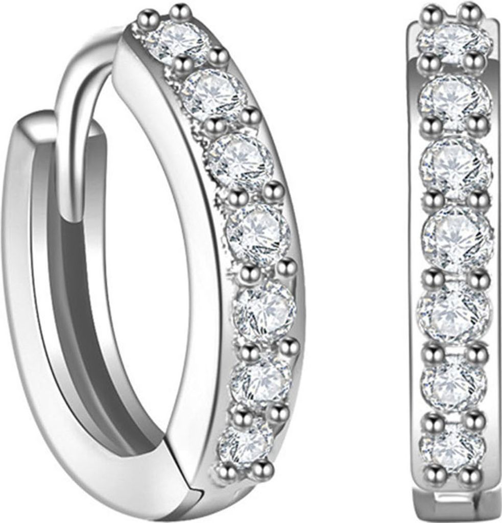 1 Paar elegante Creolen für Frauen, glänzende Strasssteine, eingelegtes Piercing, runde Ohrringe, Party-Schmuck, Geschenk