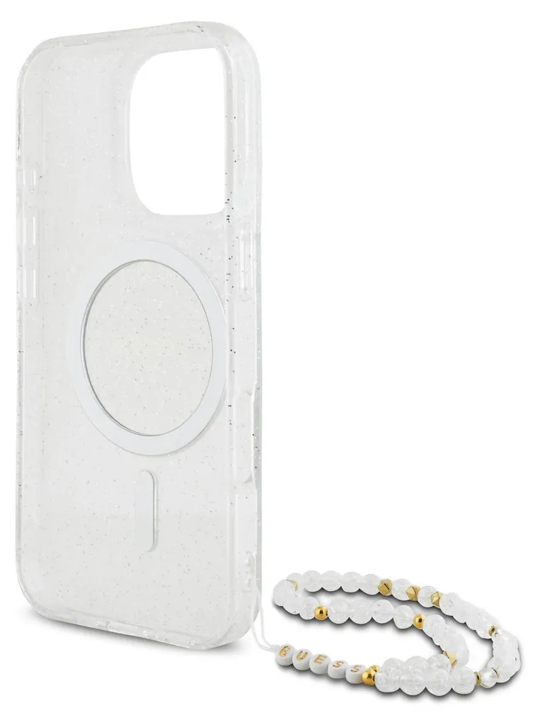 Coque Guess iPhone 16 Pro IML Glitter avec Dragonne Perles MagSafe - 7