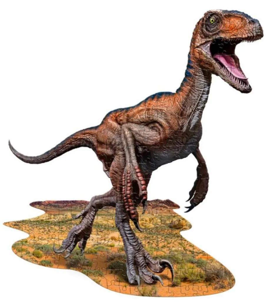 Puzzle Dinosaure Forme Raptor de 100 Pièces - Jeu Éducatif de Contour
