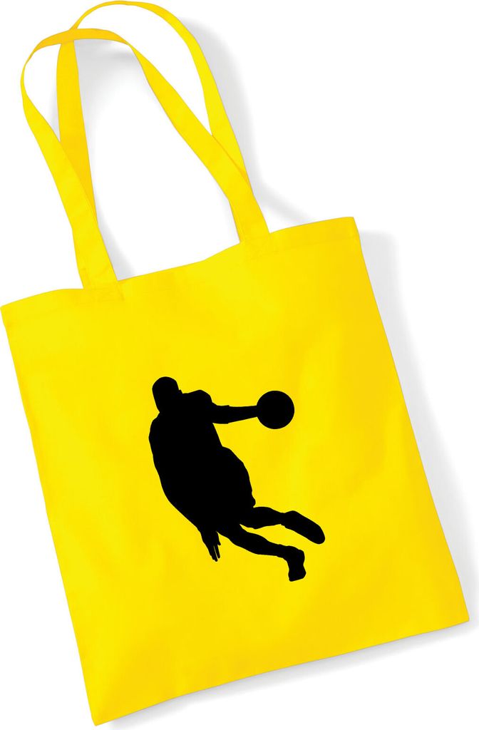 Huuraa Jutebeutel Basketball Silhouette 10 Liter Yellow Baumwolle Tasche Geschenkidee