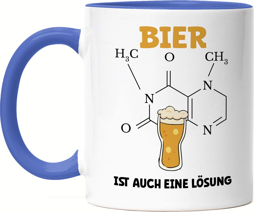 Bier Ist Auch Eine Lösung Tasse Blau Schaum Bierkrug Halbe Bierchen Alkohol Feierabend Weizen Hefe Hopfen Alkoholiker