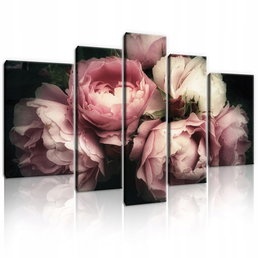 5 170x100 cm SET Blumen Leinwandbilder Rose